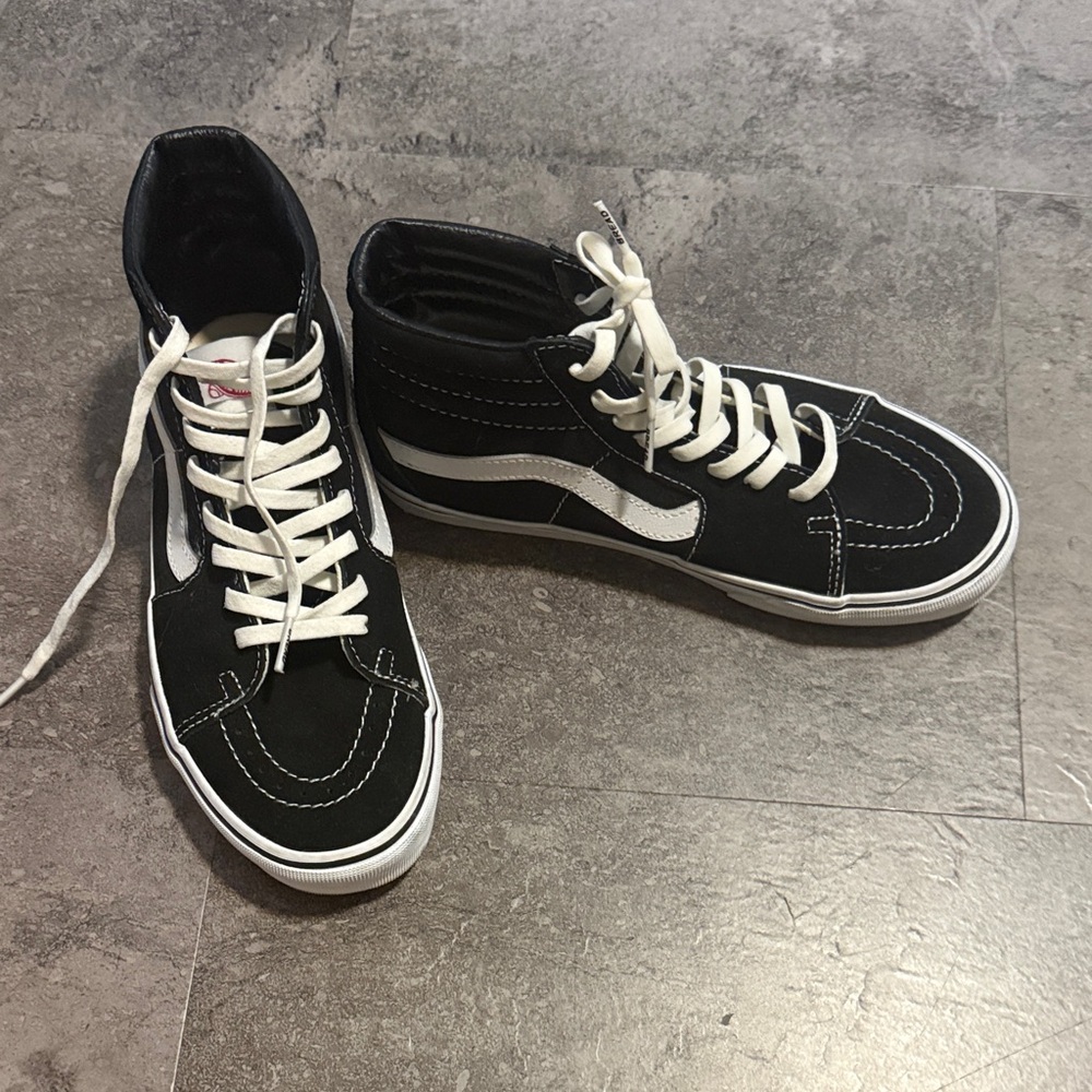 Vans Black and White High-Top Sneakers Wide